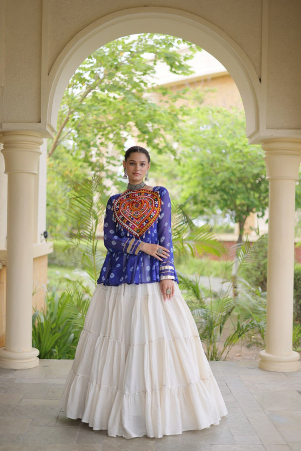 Kora Cotton Bandhni Kutchi Gamthi Lehenga Set ClothsVilla
