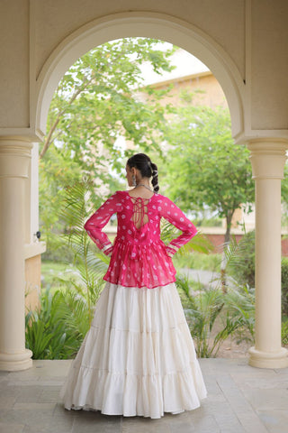 Kora Cotton Bandhni Kutchi Gamthi Lehenga Set ClothsVilla