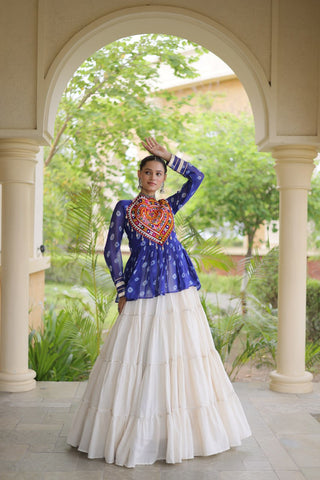 Kora Cotton Bandhni Kutchi Gamthi Lehenga Set ClothsVilla
