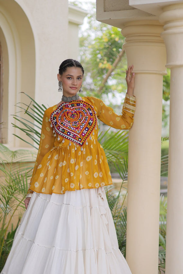 Kora Cotton Bandhni Kutchi Gamthi Lehenga Set ClothsVilla