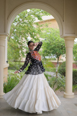 Kora Cotton Bandhni Kutchi Gamthi Lehenga Set ClothsVilla