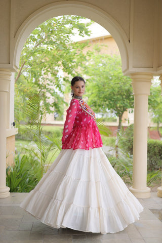 Kora Cotton Bandhni Kutchi Gamthi Lehenga Set ClothsVilla