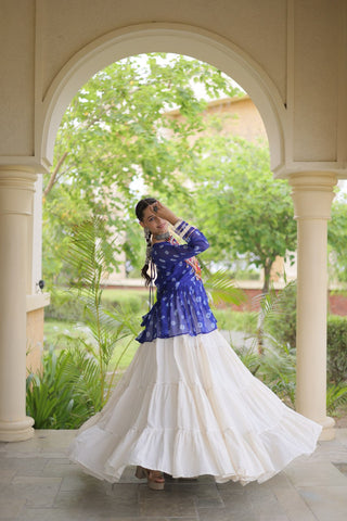 Kora Cotton Bandhni Kutchi Gamthi Lehenga Set ClothsVilla