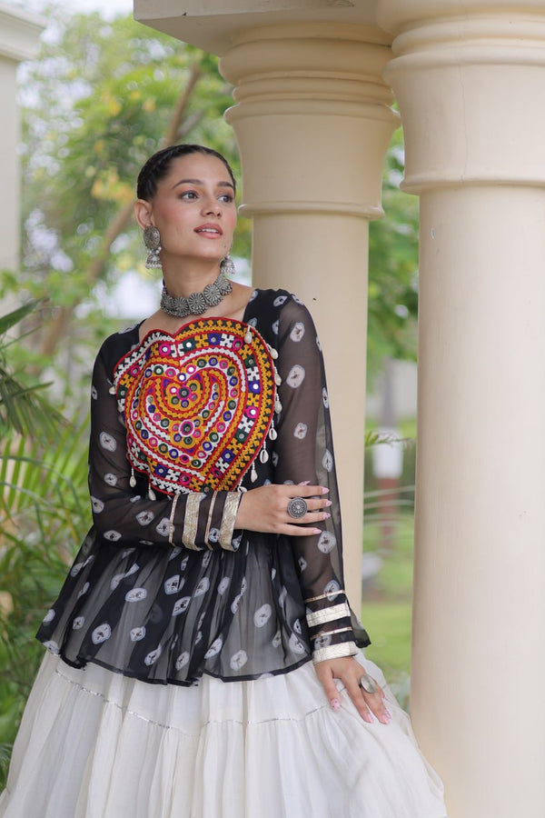 Kora Cotton Bandhni Kutchi Gamthi Lehenga Set ClothsVilla