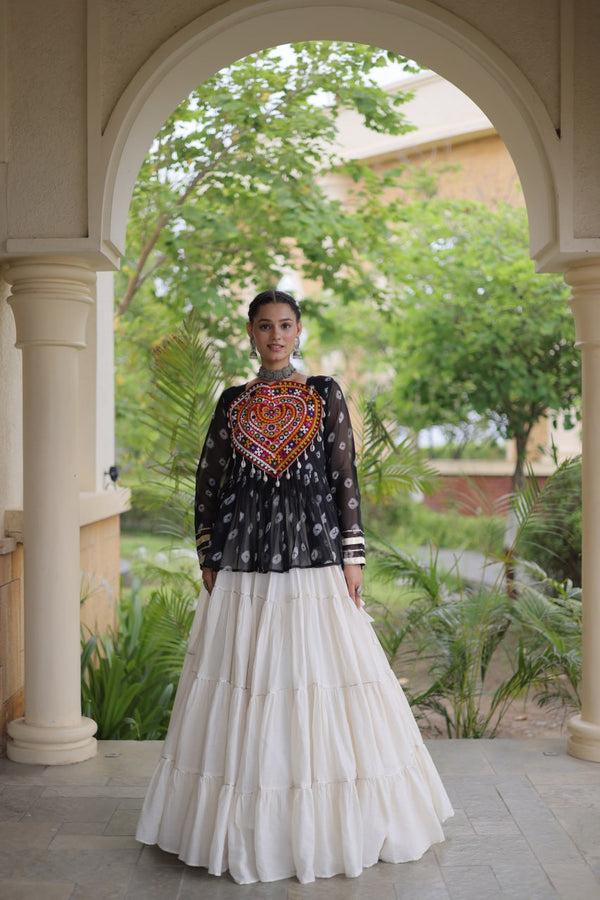 Kora Cotton Bandhni Kutchi Gamthi Lehenga Set ClothsVilla