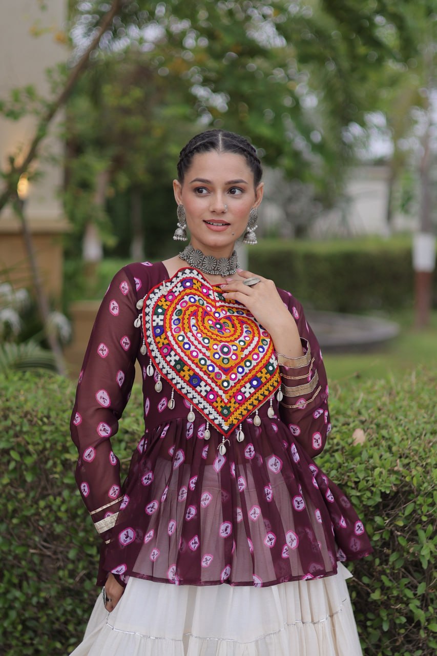 Kora Cotton Bandhni Kutchi Gamthi Lehenga Set ClothsVilla
