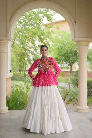 Kora Cotton Bandhni Kutchi Gamthi Lehenga Set ClothsVilla