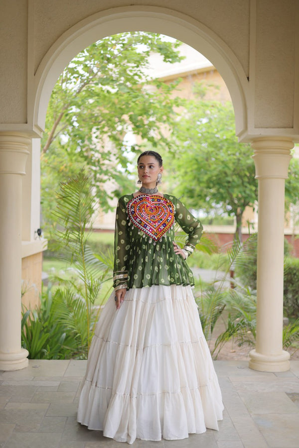 Kora Cotton Bandhni Kutchi Gamthi Lehenga Set ClothsVilla