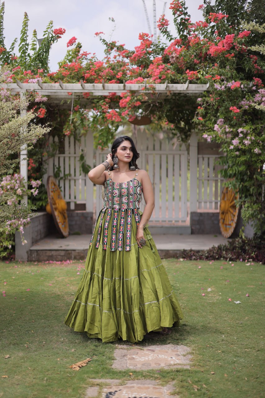 Kora Cotton Lehenga Choli Set with Patchwork ClothsVilla