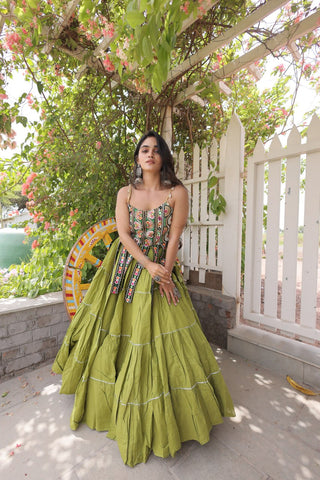 Kora Cotton Lehenga Choli Set with Patchwork ClothsVilla