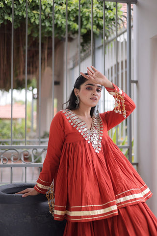 Kora Cotton Zari Patti Mirror Work Lehenga Choli ClothsVilla