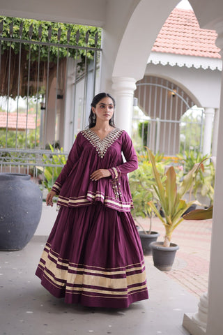 Kora Cotton Zari Patti Mirror Work Lehenga Choli ClothsVilla