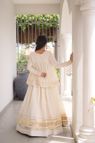 Kora Cotton Zari Patti Mirror Work Lehenga Choli ClothsVilla