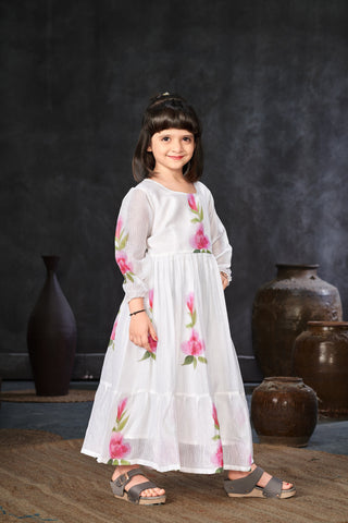 Kota Checks Digital Print Full Flare Girls Frock Clothsvilla