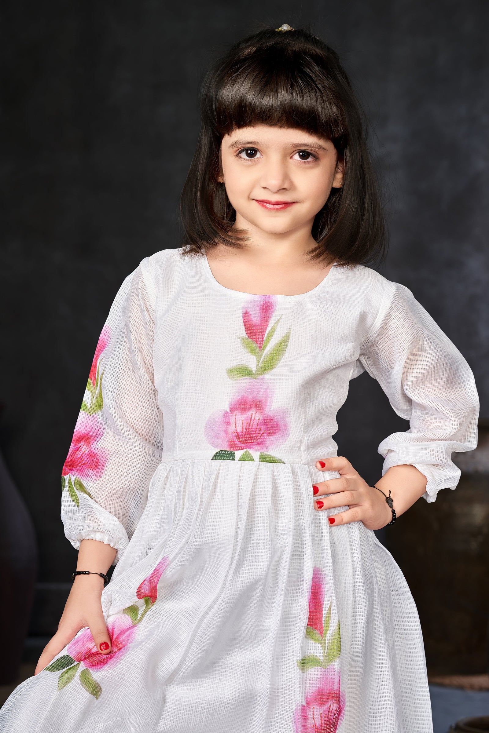 Kota Checks Digital Print Full Flare Girls Frock Clothsvilla