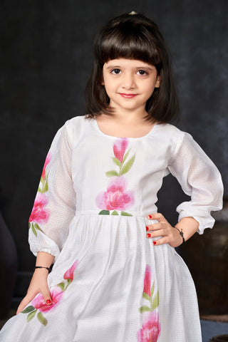 Kota Checks Digital Print Full Flare Girls Frock Clothsvilla