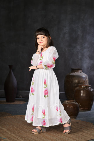 Kota Checks Digital Print Full Flare Girls Frock Clothsvilla