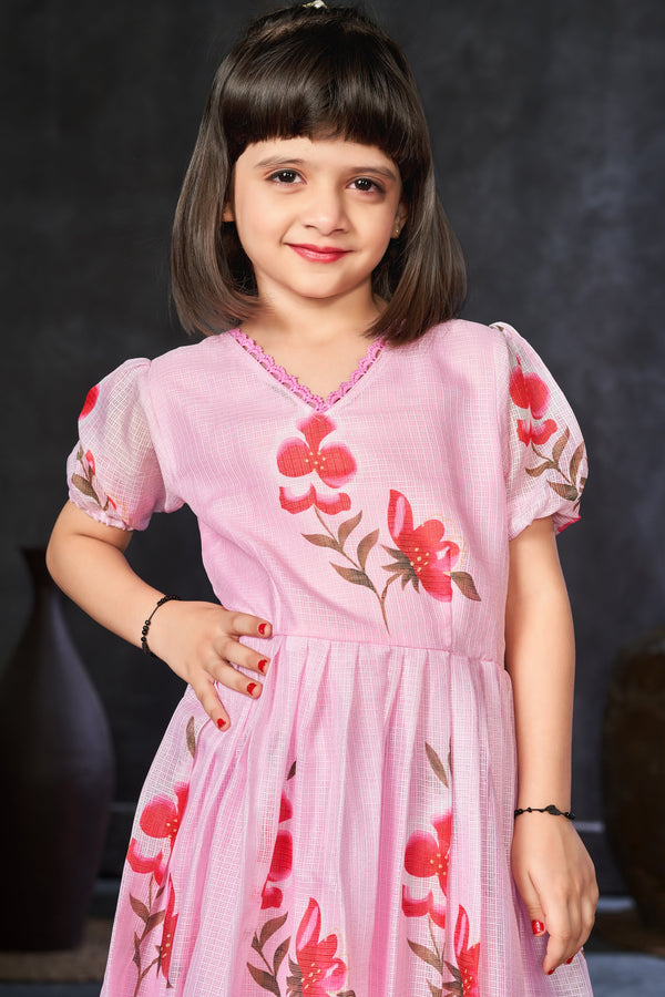Kota Checks Digital Print Full Flare Girls Frock Clothsvilla