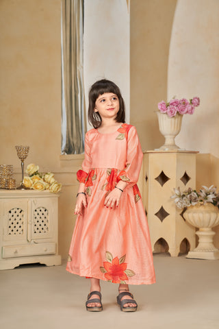 Kota Checks Digital Print Full Flare Girls Frock Clothsvilla