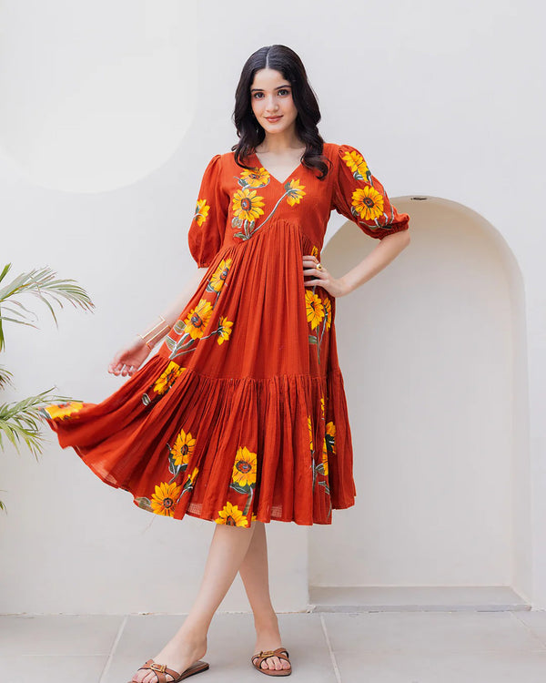 Kota Checks Digital Print Full Flare Gown for Women Clothsvilla