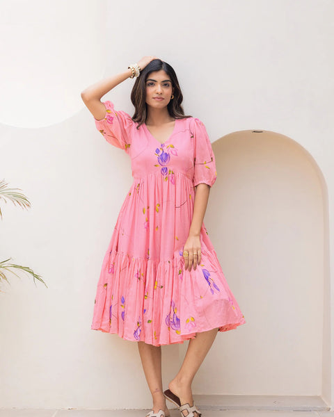 Kota Checks Digital Print Full Flare Gown for Women Clothsvilla Main image