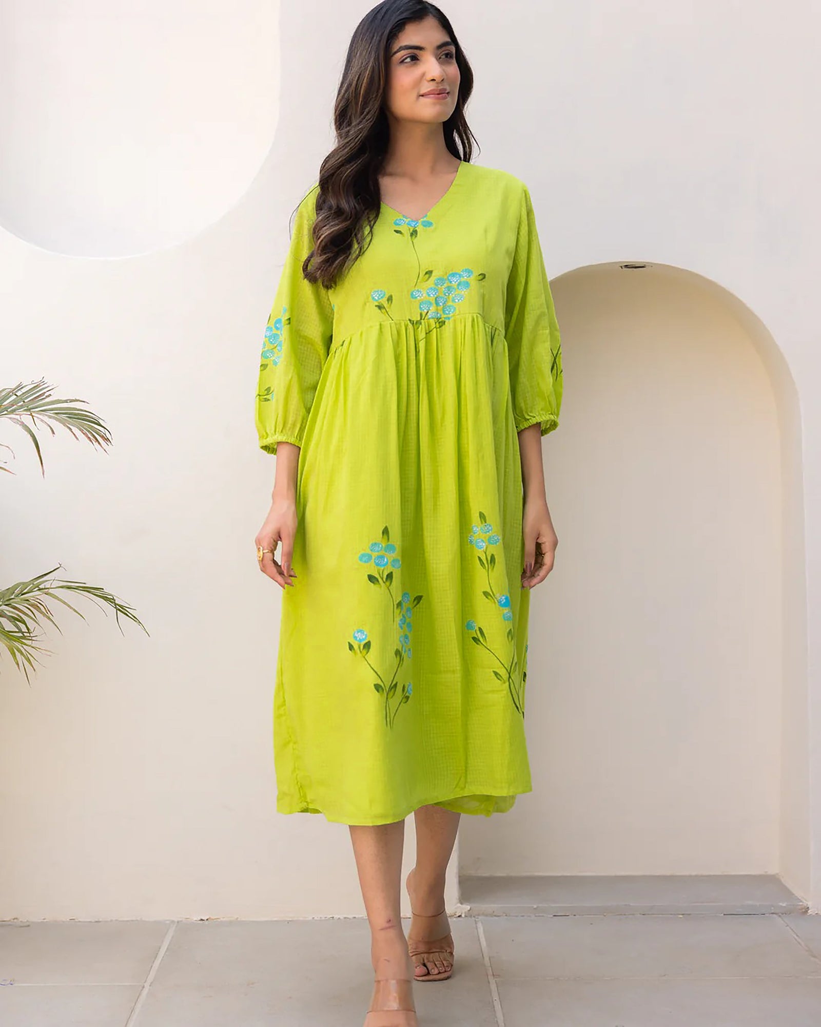 Kota Checks Digital Print Full Flare Gown for Women Clothsvilla