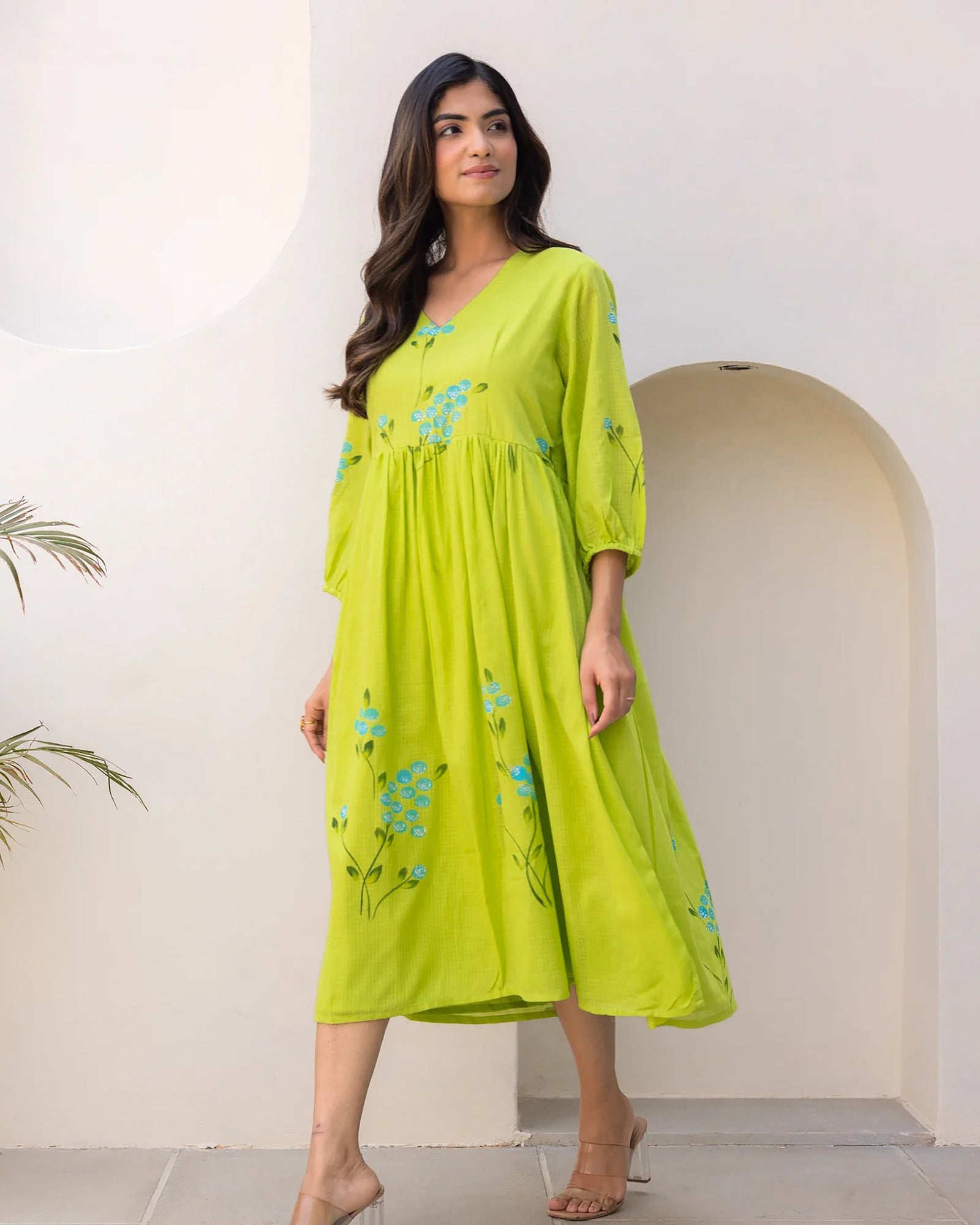 Kota Checks Digital Print Full Flare Gown for Women Clothsvilla