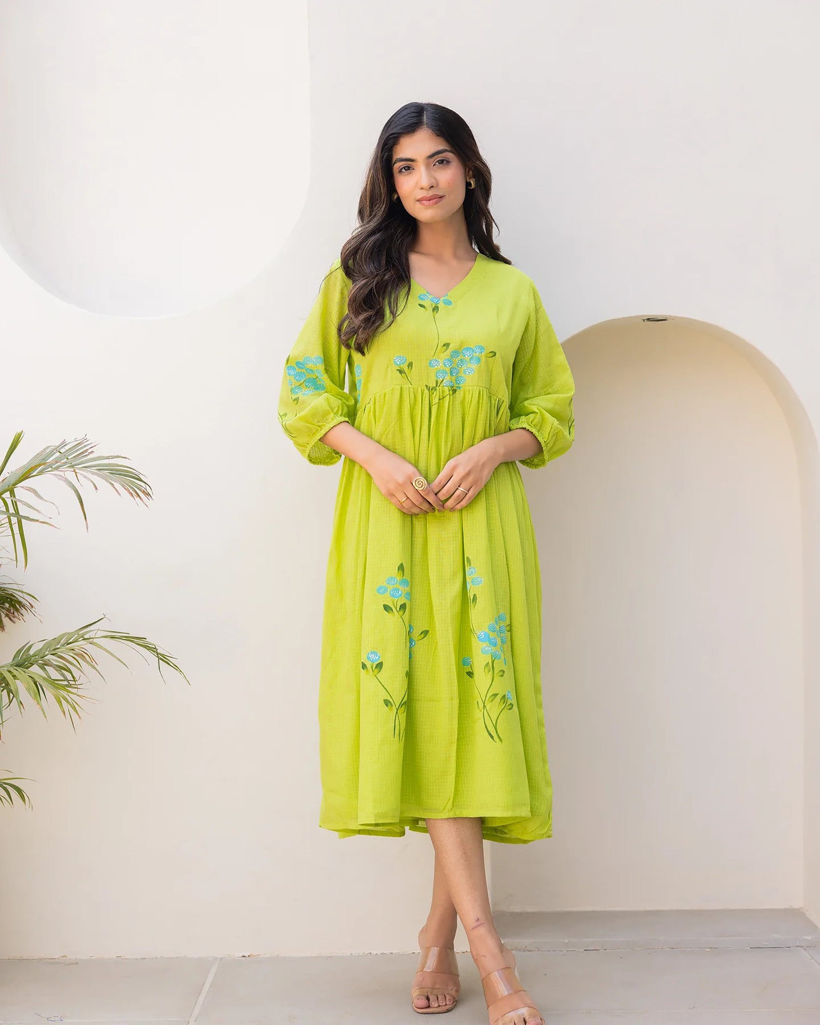 Kota Checks Digital Print Full Flare Gown for Women Clothsvilla