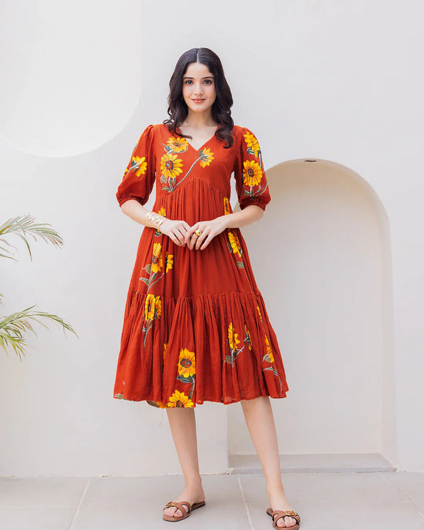 Kota Checks Digital Print Full Flare Gown for Women Clothsvilla