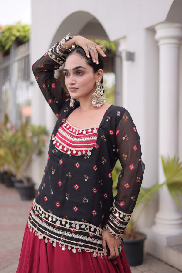 Kutchi Gamthi Bandhni 3-Piece Lehenga Ethnic Set Clothsvilla