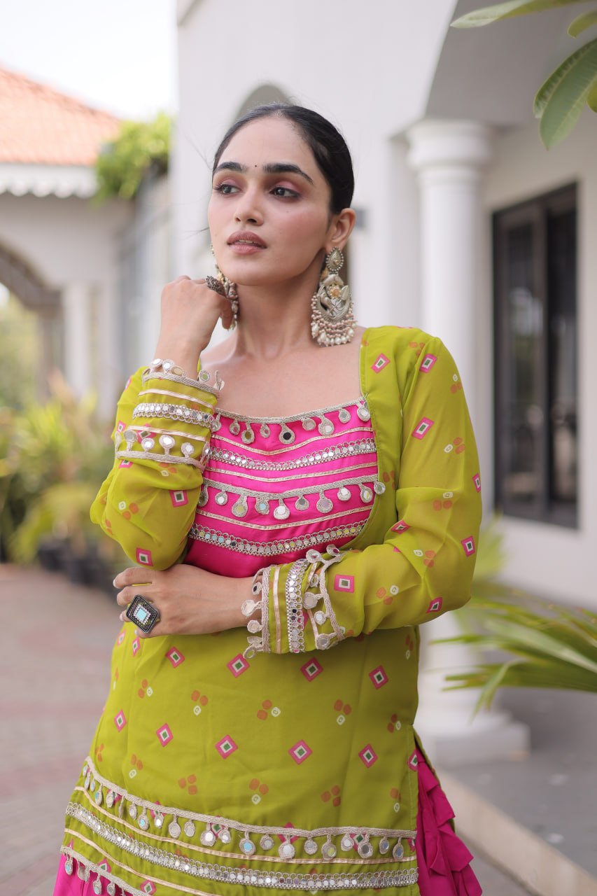 Kutchi Gamthi Bandhni 3-Piece Lehenga Ethnic Set Clothsvilla