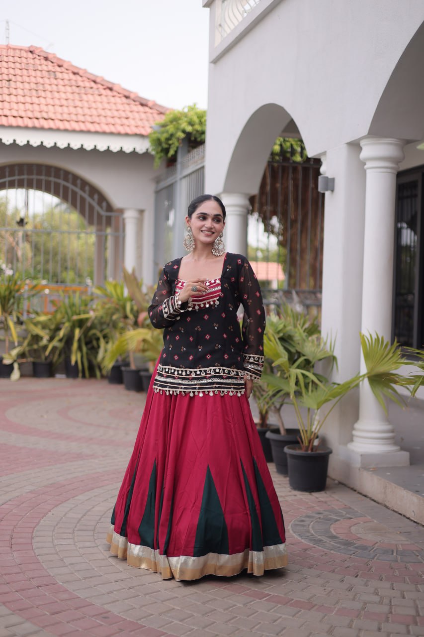 Kutchi Gamthi Bandhni 3-Piece Lehenga Ethnic Set Clothsvilla