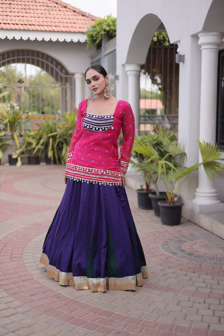 Kutchi Gamthi Bandhni 3-Piece Lehenga Ethnic Set Clothsvilla
