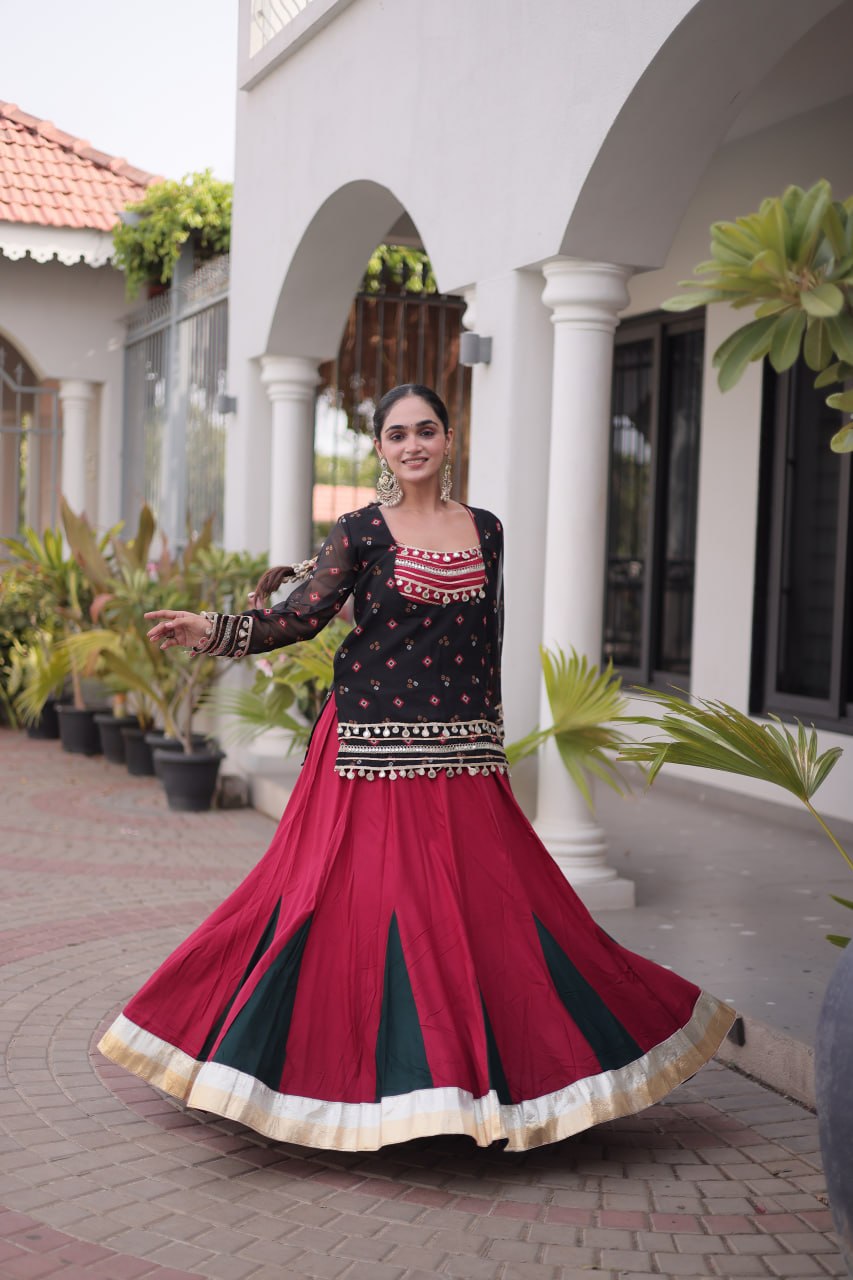 Kutchi Gamthi Bandhni 3-Piece Lehenga Ethnic Set Clothsvilla