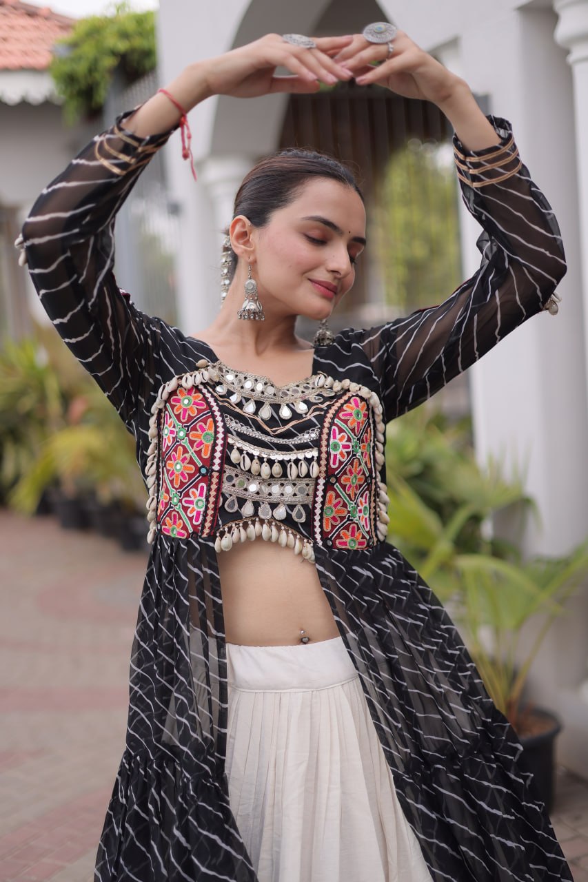 Laheriya Cotton Kutchi Work Lehenga Set ClothsVilla