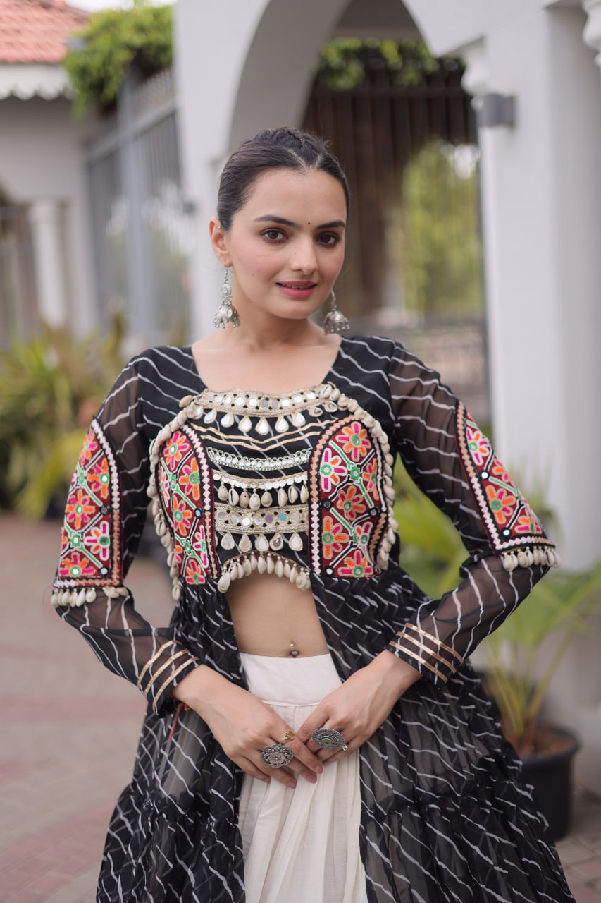 Laheriya Cotton Kutchi Work Lehenga Set ClothsVilla