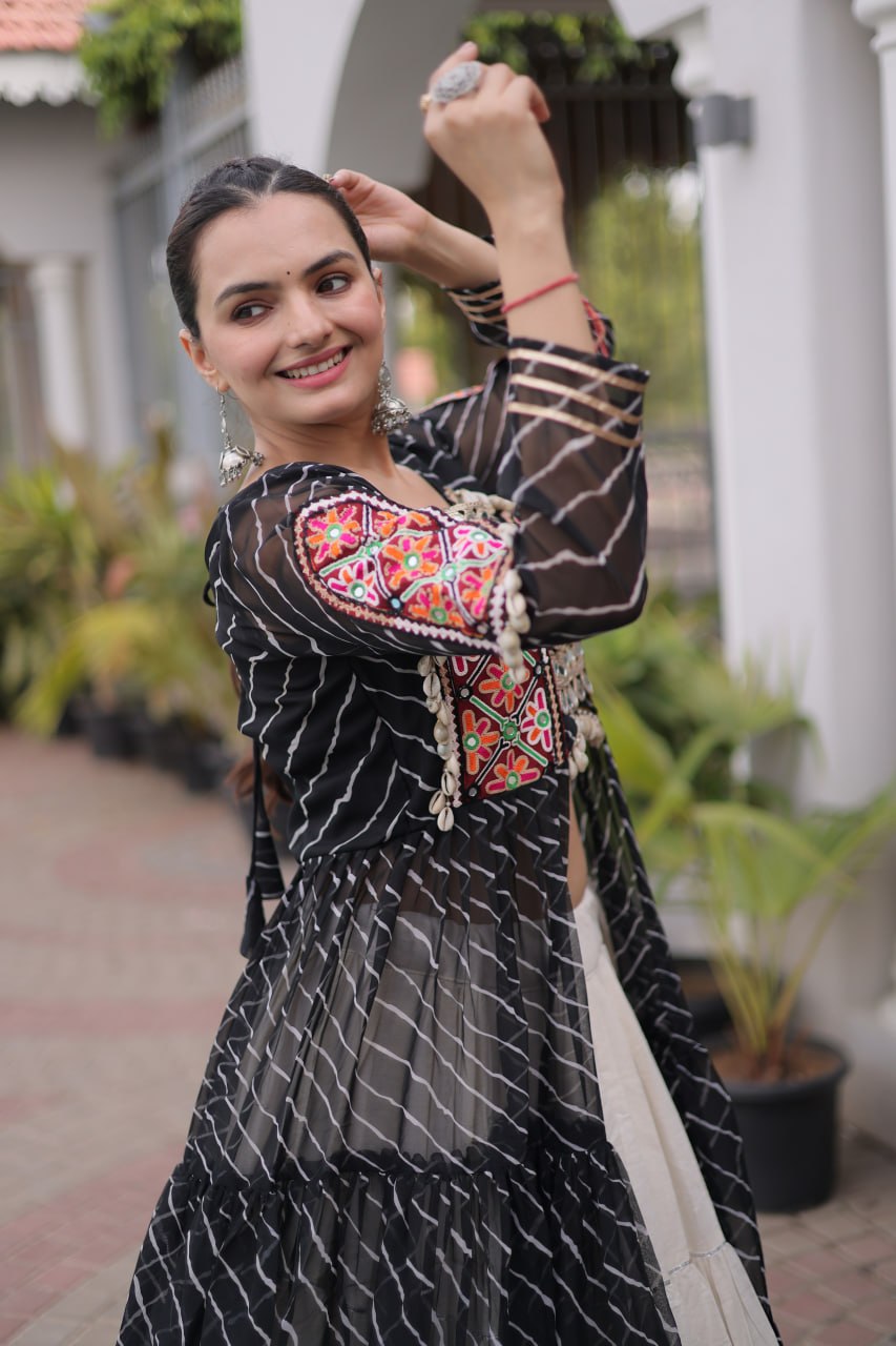 Laheriya Cotton Kutchi Work Lehenga Set ClothsVilla