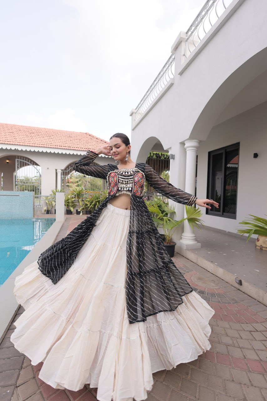 Laheriya Cotton Kutchi Work Lehenga Set ClothsVilla
