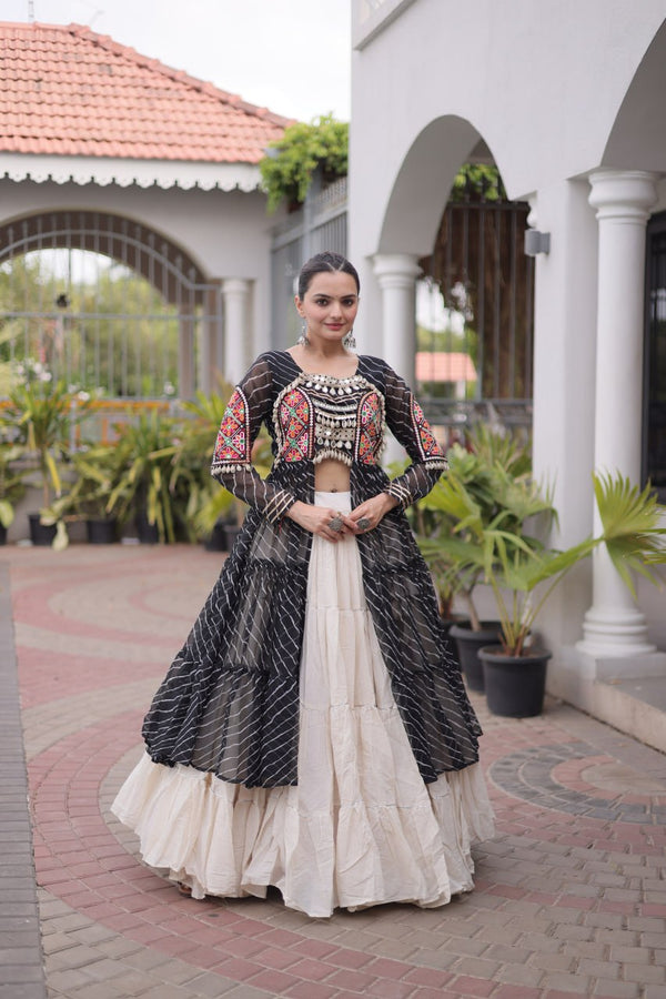 Laheriya Cotton Kutchi Work Lehenga Set ClothsVilla