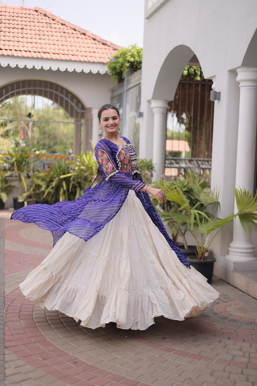 Laheriya Cotton Kutchi Work Lehenga Set ClothsVilla