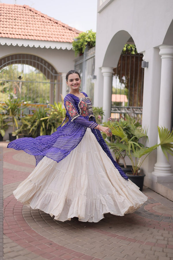 Laheriya Cotton Kutchi Work Lehenga Set ClothsVilla