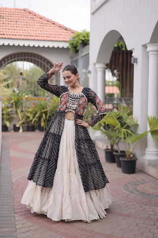 Laheriya Cotton Kutchi Work Lehenga Set ClothsVilla
