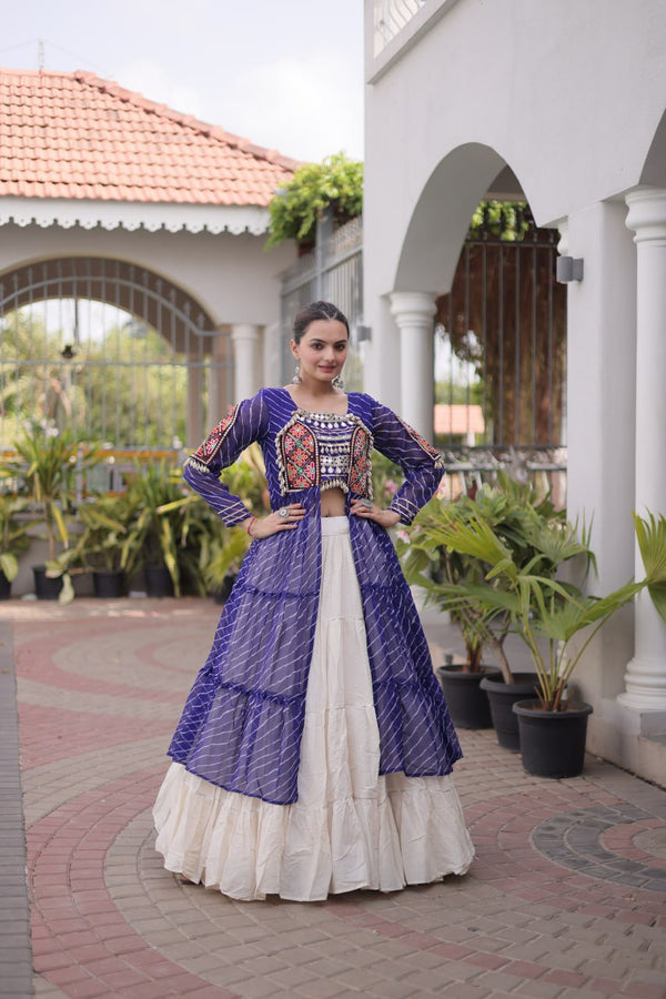 Laheriya Cotton Kutchi Work Lehenga Set ClothsVilla