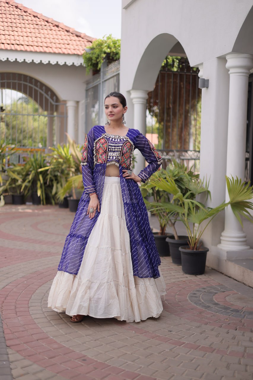 Laheriya Cotton Kutchi Work Lehenga Set ClothsVilla