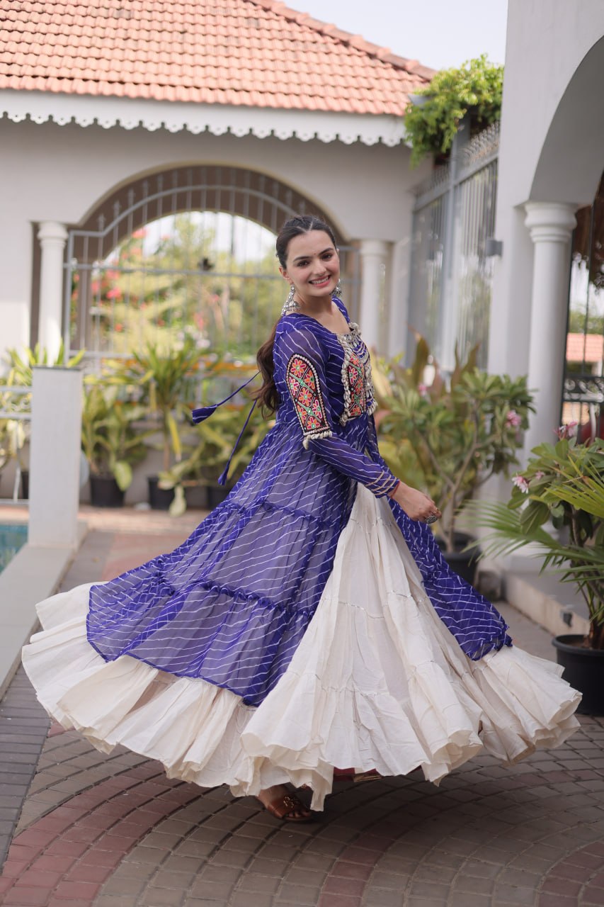 Laheriya Cotton Kutchi Work Lehenga Set ClothsVilla