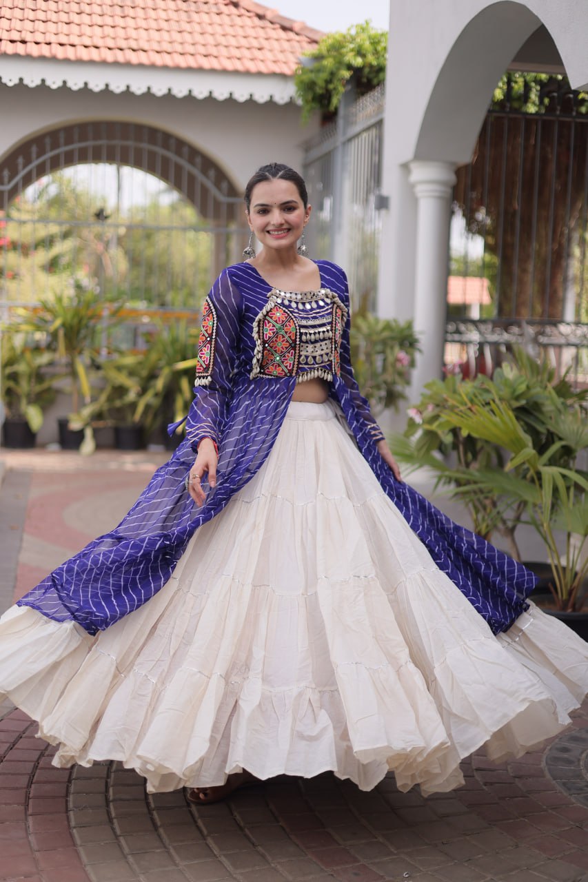 Laheriya Cotton Kutchi Work Lehenga Set ClothsVilla