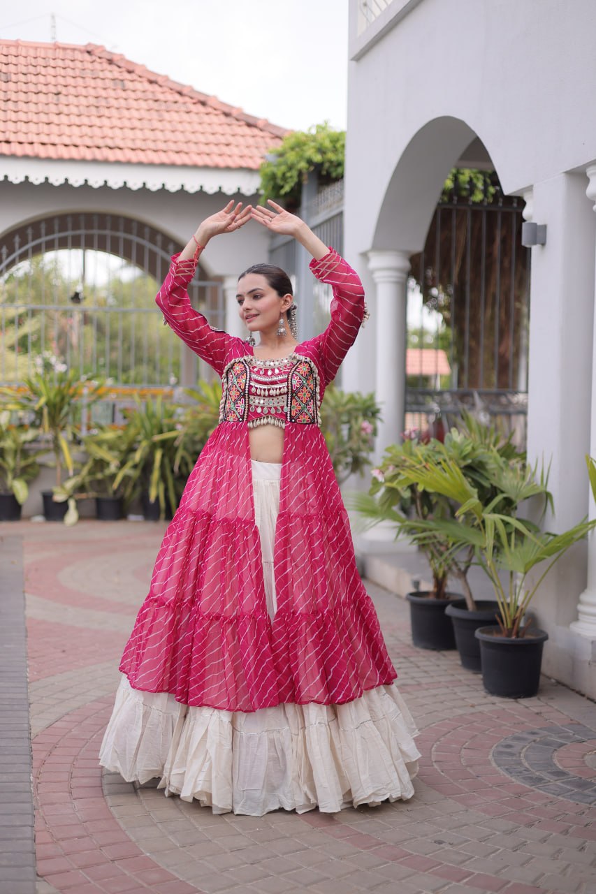 Laheriya Cotton Kutchi Work Lehenga Set ClothsVilla