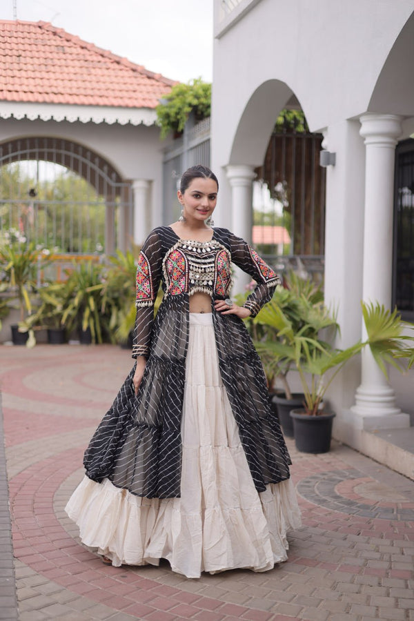 Laheriya Cotton Kutchi Work Lehenga Set ClothsVilla