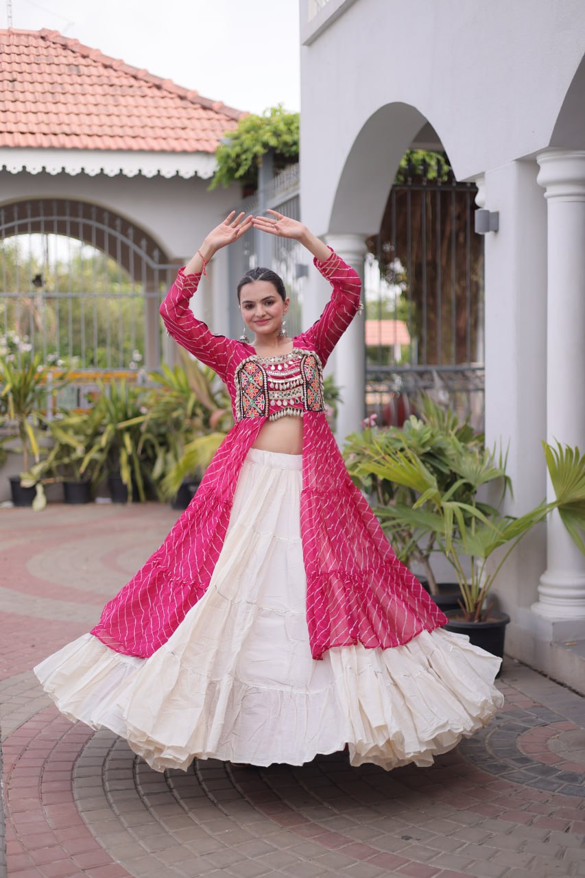 Laheriya Cotton Kutchi Work Lehenga Set ClothsVilla