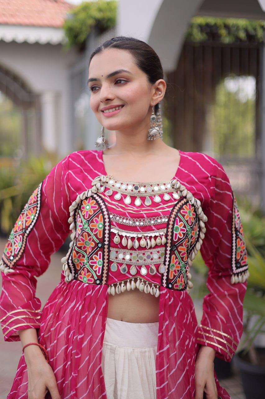 Laheriya Cotton Kutchi Work Lehenga Set ClothsVilla